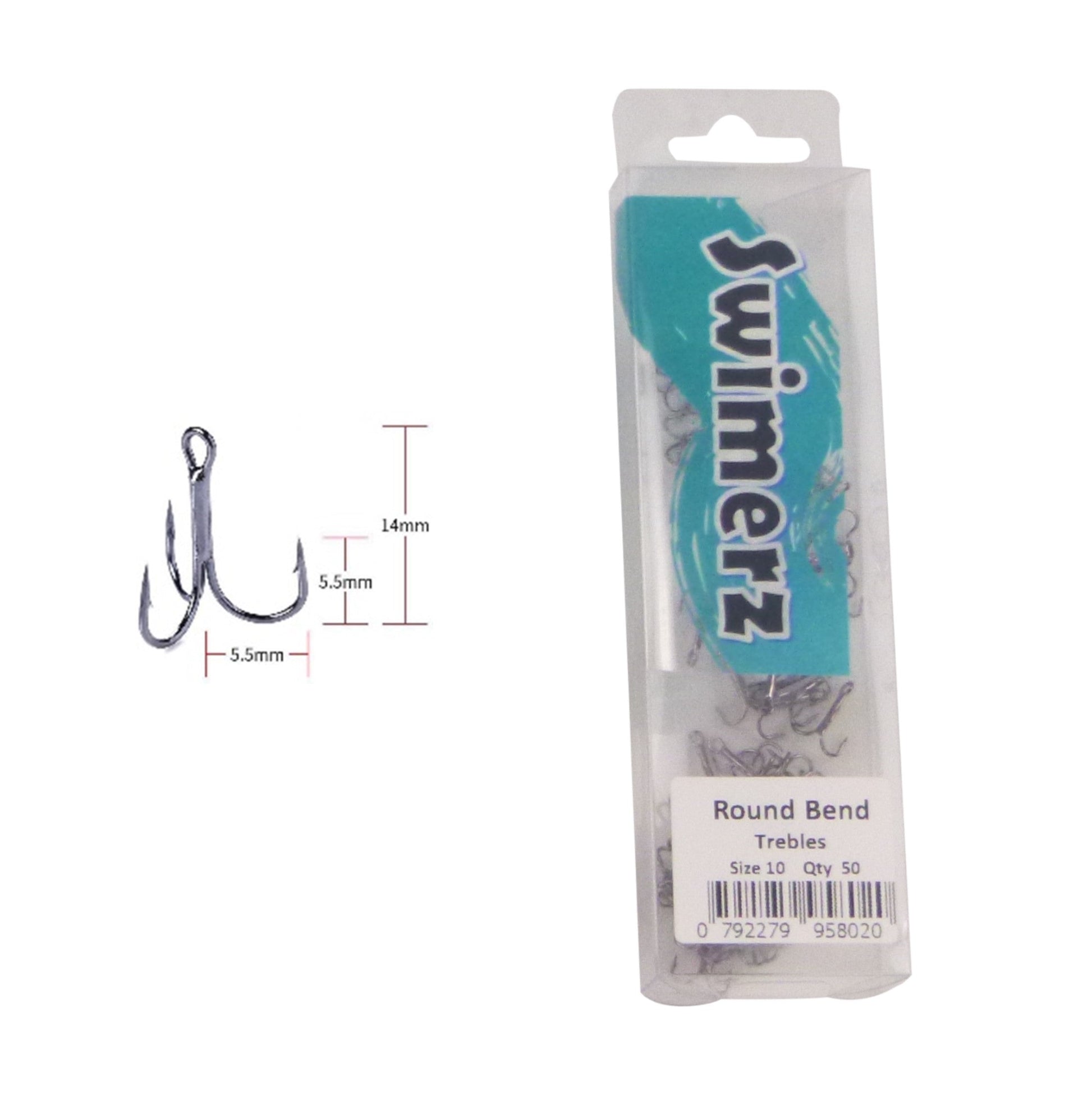 Swimerz Round Bend Trebles Size 10, 50 pack - Image 2