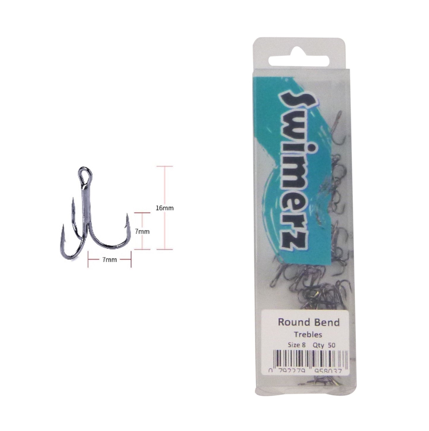 Swimerz Round Bend Trebles Size 8, 50 pack - Image 2