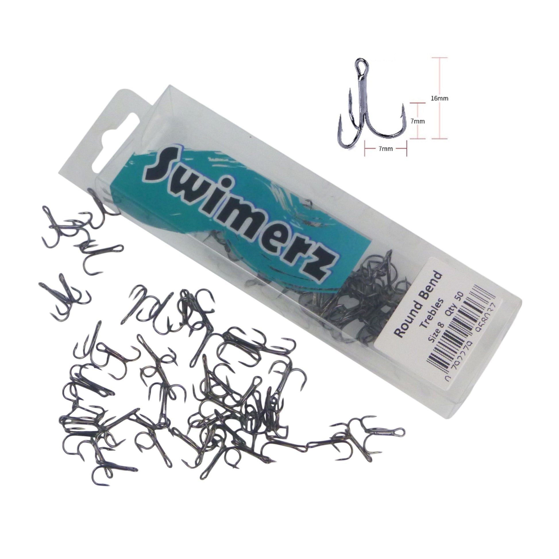 Swimerz Round Bend Trebles Size 8, 50 pack - Image 3