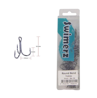 Swimerz Round Bend Trebles Size 6, 50 pack - Image 2