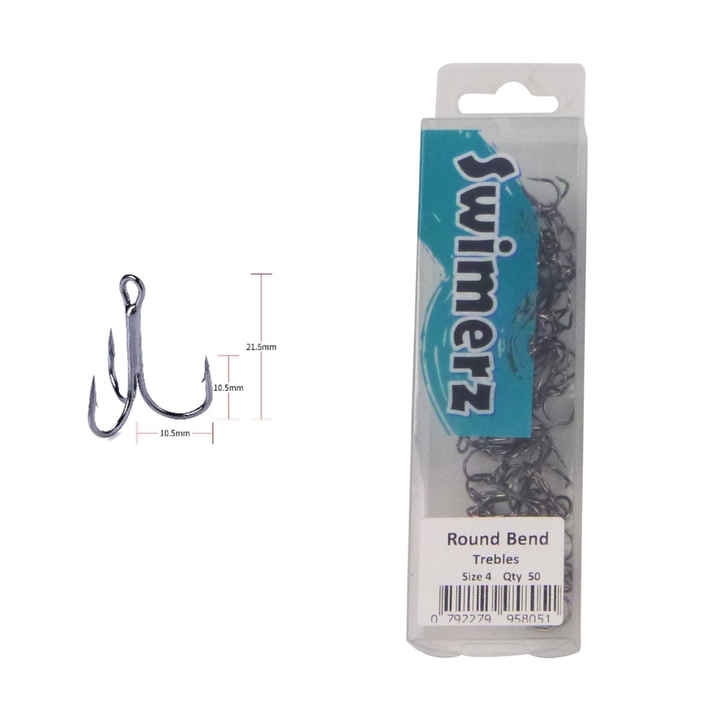 Swimerz Round Bend Trebles Size 4, 50 pack - Image 2