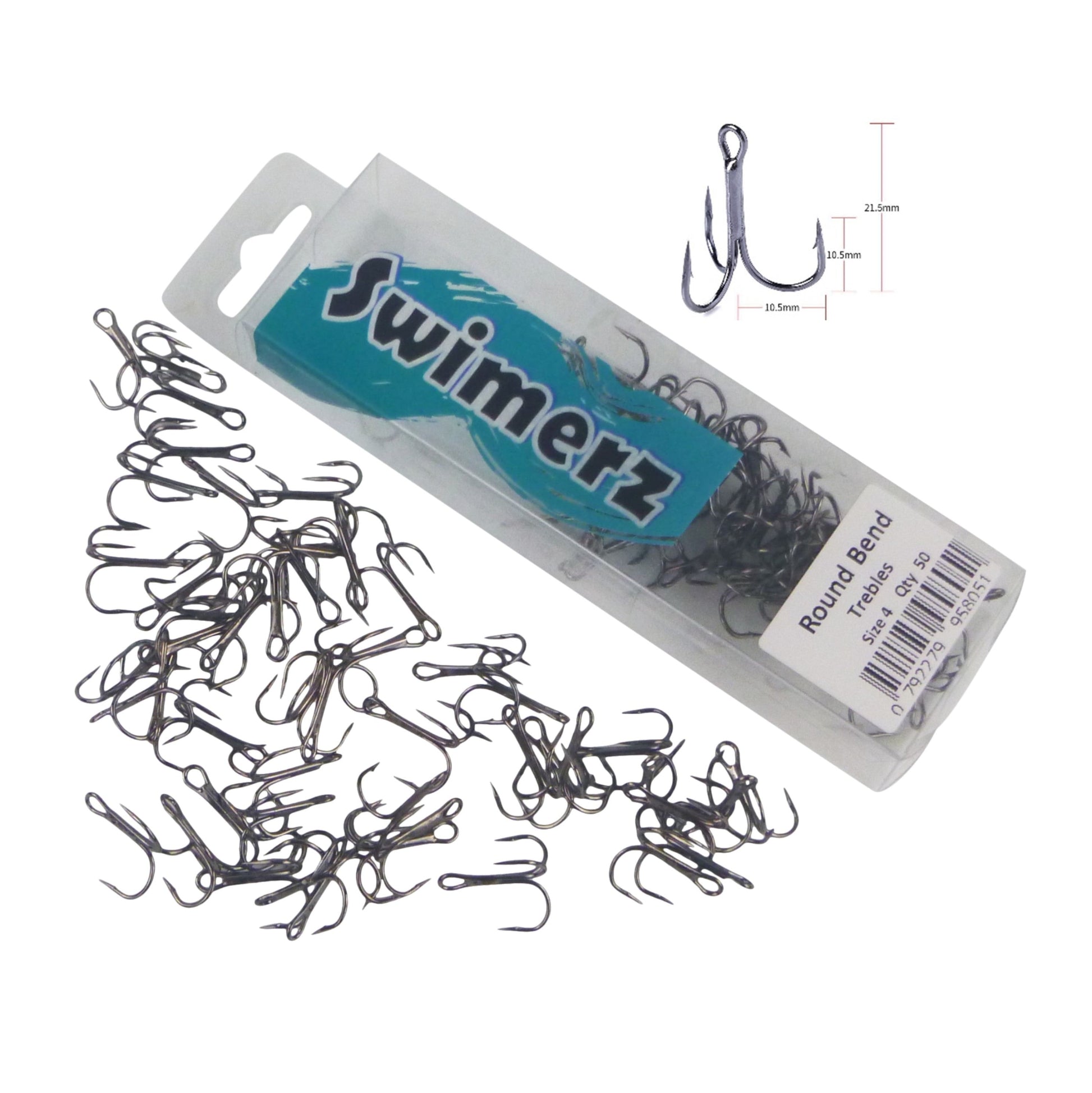 Swimerz Round Bend Trebles Size 4, 50 pack - Image 3