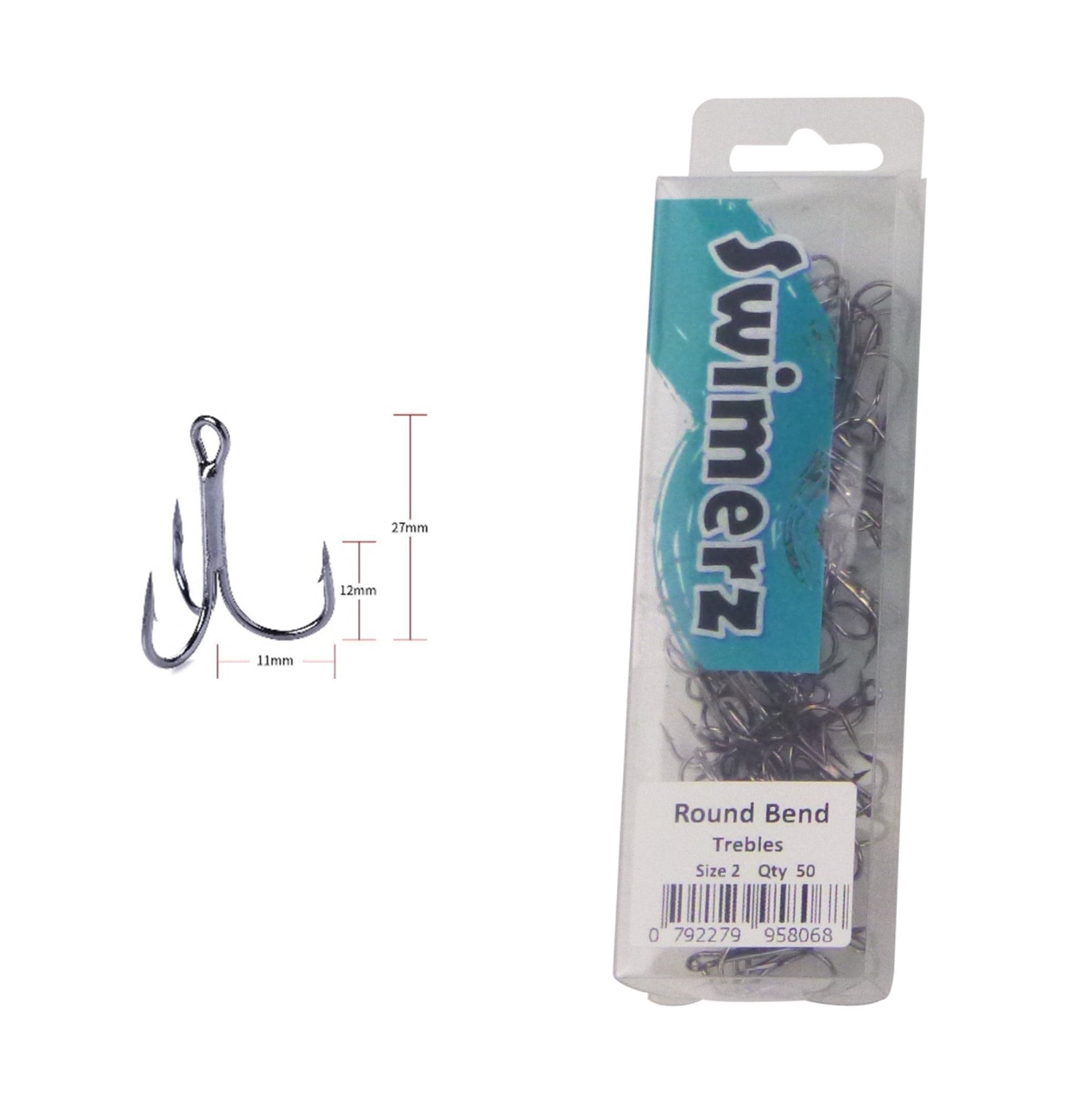 Swimerz Round Bend Trebles Size 2, 50 pack - Image 2