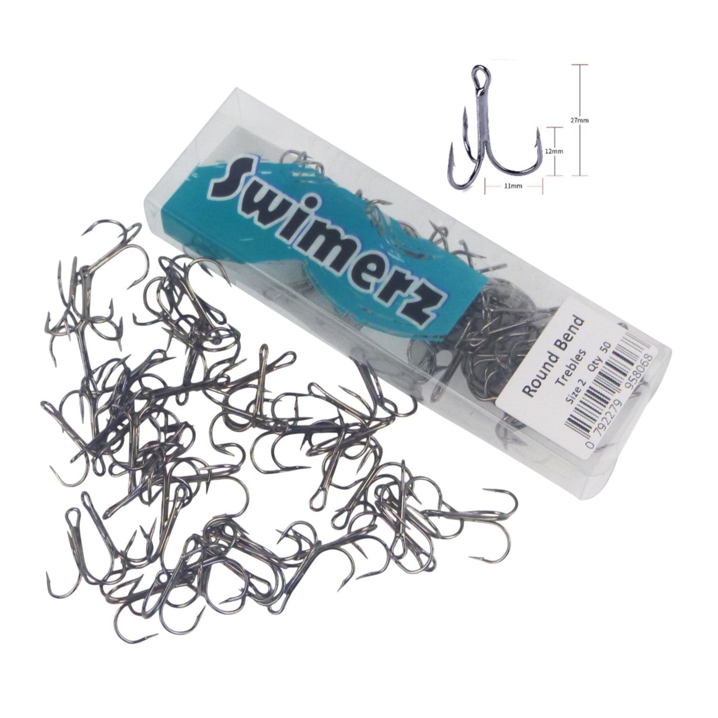 Swimerz Round Bend Trebles Size 2, 50 pack - Image 3