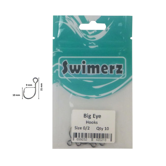 Swimerz Big Eye Inline Lure Hooks, Size 2, 10 Pack - Image 3