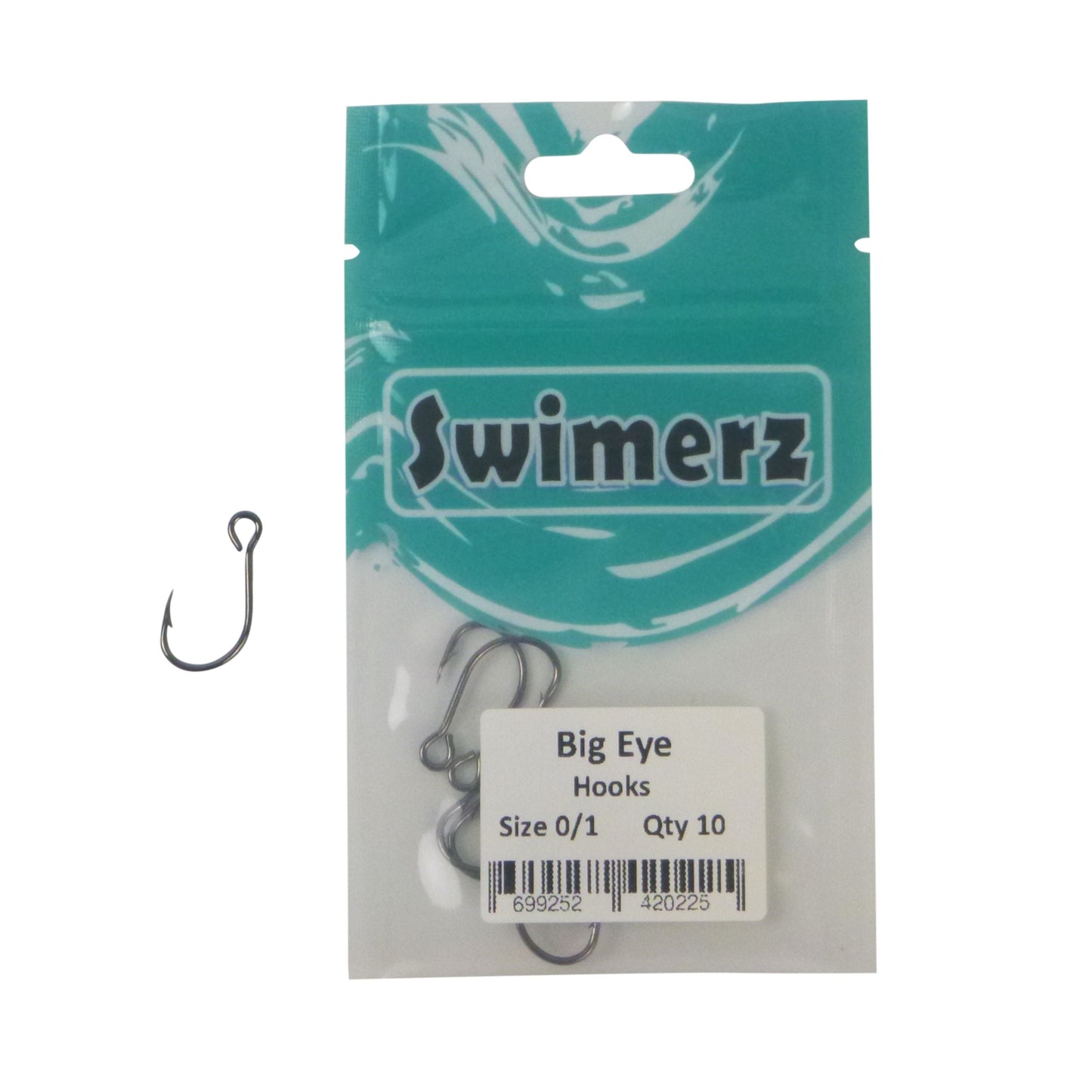 Swimerz Big Eye Inline Lure Hooks, Size 1, 10 Pack - Image 2