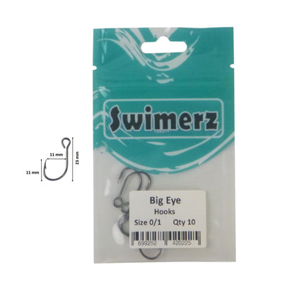 Swimerz Big Eye Inline Lure Hooks, Size 1, 10 Pack - Image 3