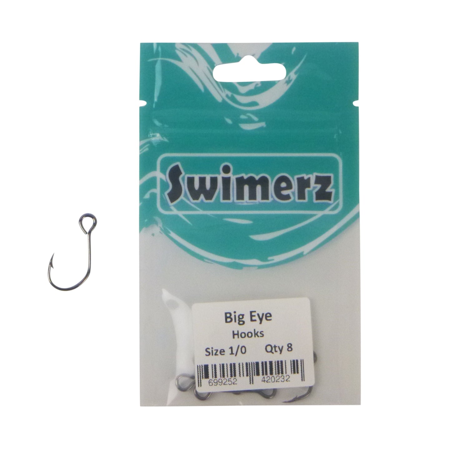 Swimerz Big Eye Inline Lure Hooks, Size 1/0, 8 Pack - Image 2