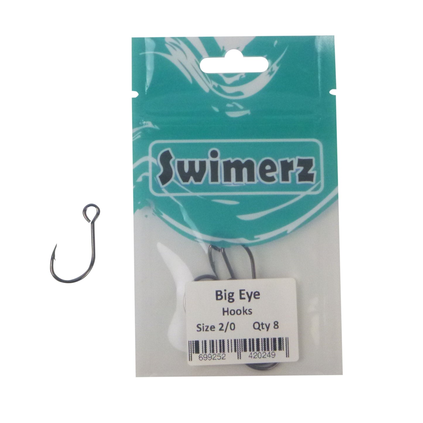 Swimerz Big Eye Inline Lure Hooks, Size 2/0, 8 Pack - Image 2