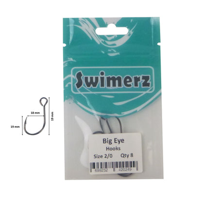 Swimerz Big Eye Inline Lure Hooks, Size 2/0, 8 Pack - Image 3