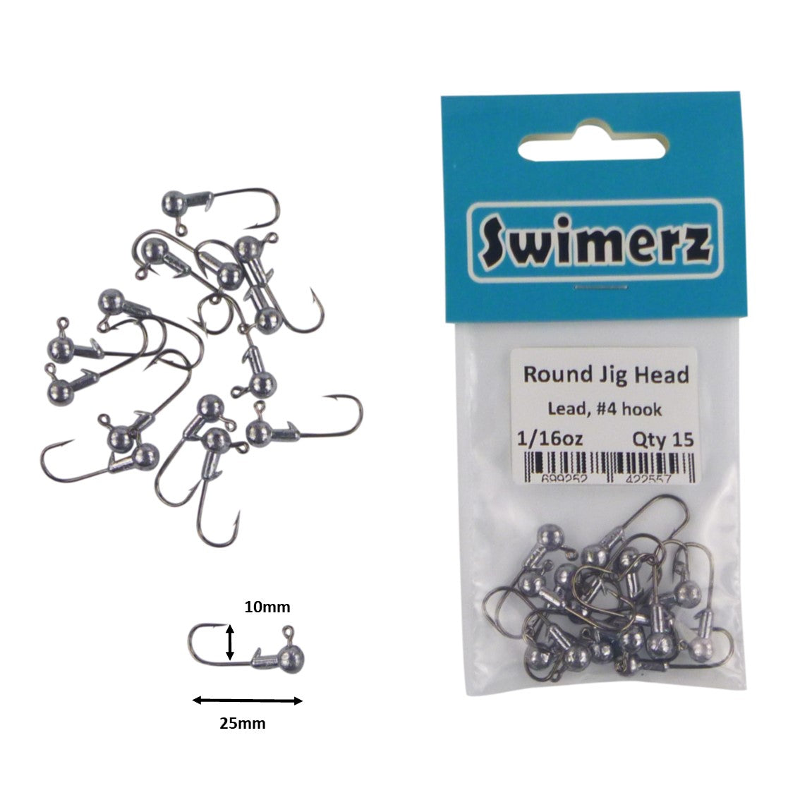 Swimerz Round Jig Head, 1/16 oz #4 Hook, 15 pack - Image 2