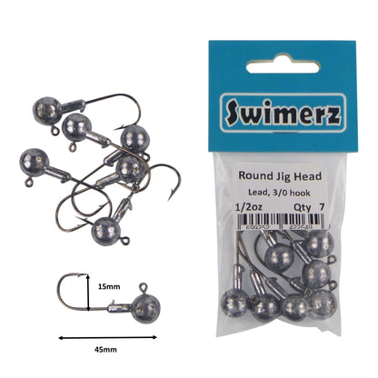 Swimerz Round Jig Head, 1/2 oz 2/0 Hook, 8 pack - Image 2