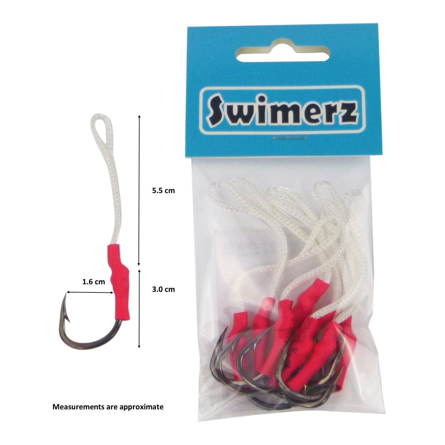 Swimerz 3/0 Single Assist Hooks, 8 pack - Image 2