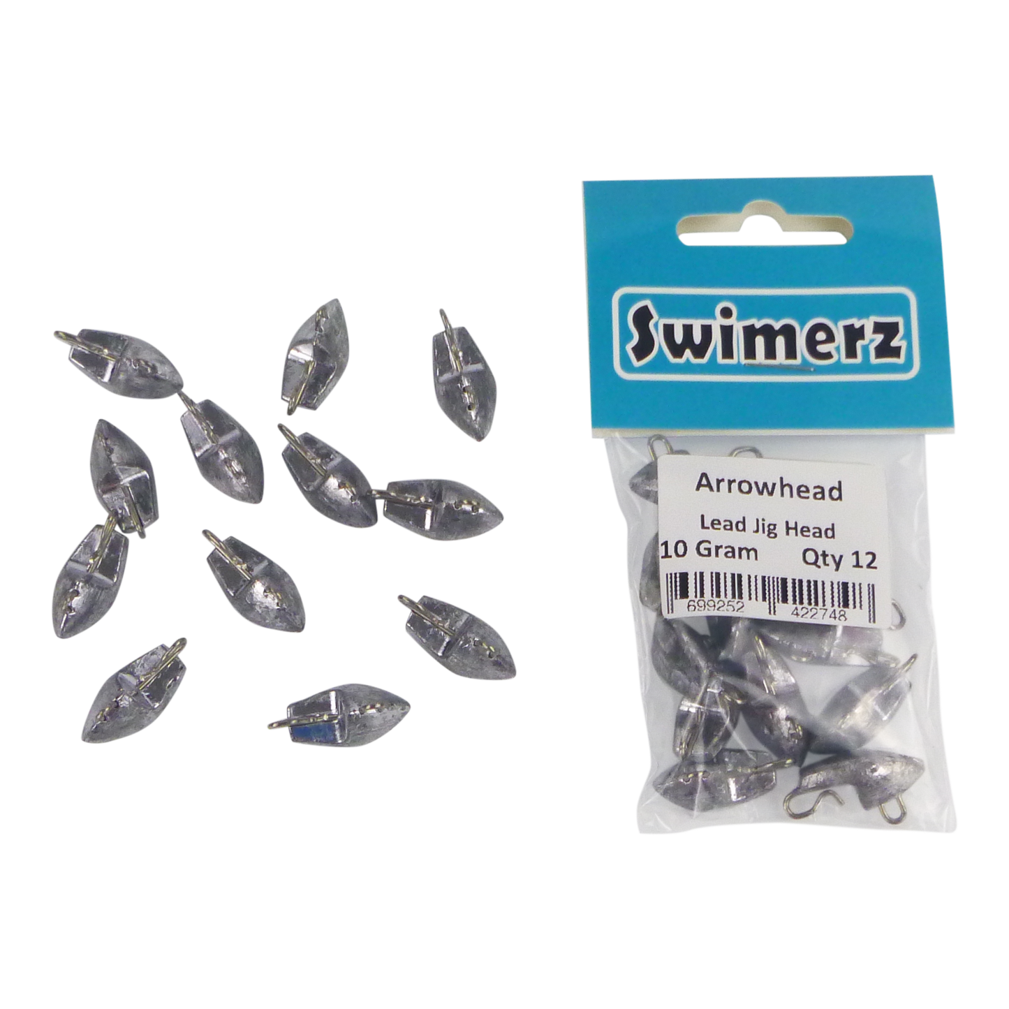 Swimerz 10gm Arrowhead Jig Head, 3/8oz, Lead, Qty 12 - Image 3