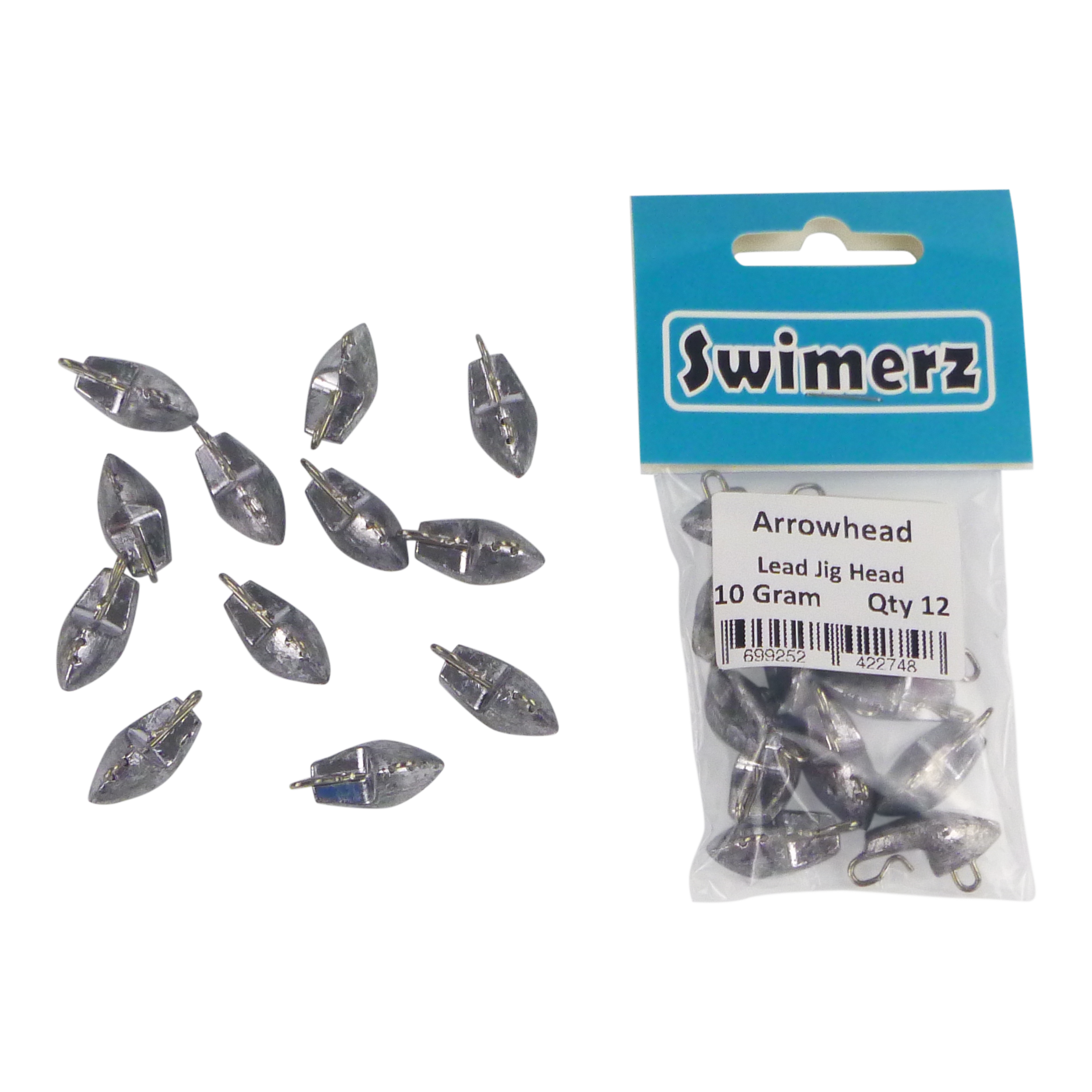 Swimerz 10gm Arrowhead Jig Head, 3/8oz, Lead, Qty 12 - Image 3
