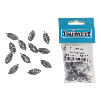 Swimerz 10gm Arrowhead Jig Head, 3/8oz, Lead, Qty 12 - Image 3