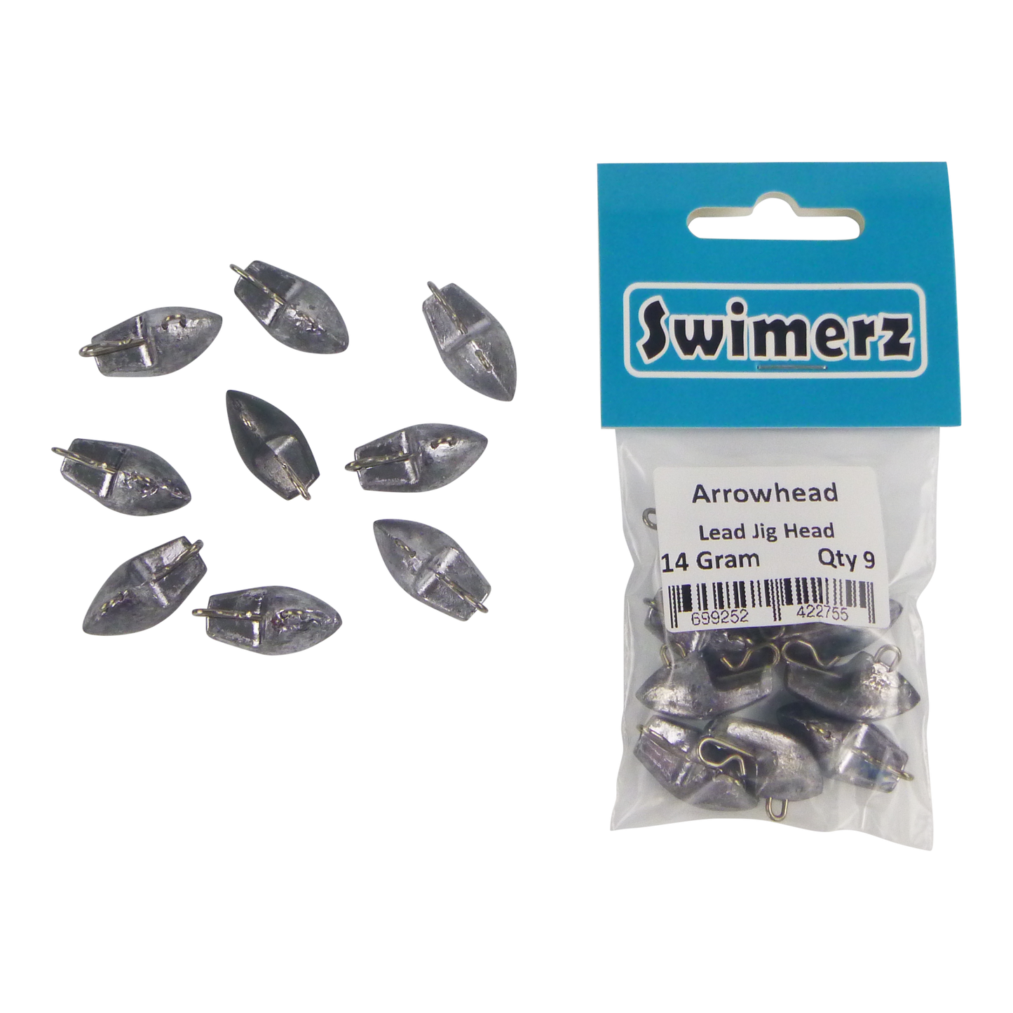 Swimerz 14gm Arrowhead Jig Head, 1/2oz, Lead, Qty 10 - Image 3
