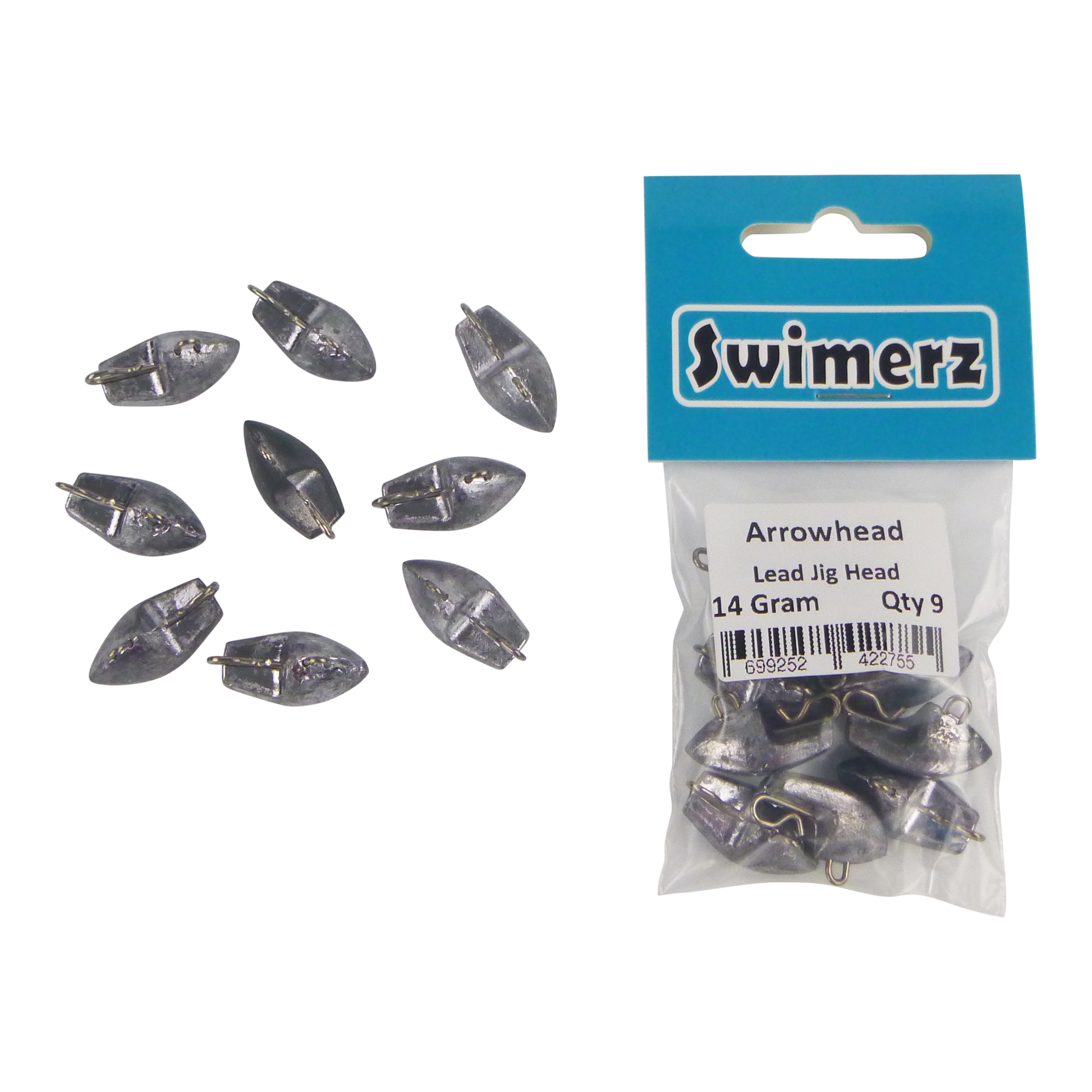 Swimerz 14gm Arrowhead Jig Head, 1/2oz, Lead, Qty 10 - Image 3