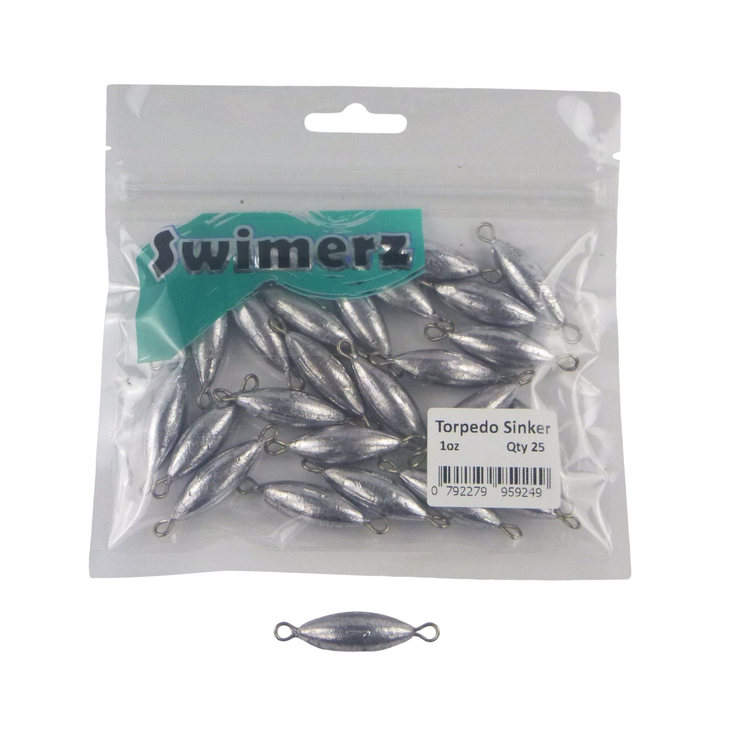 Swimerz 1oz Torpedo Trolling Sinker, Lead 25 Pack - Image 2