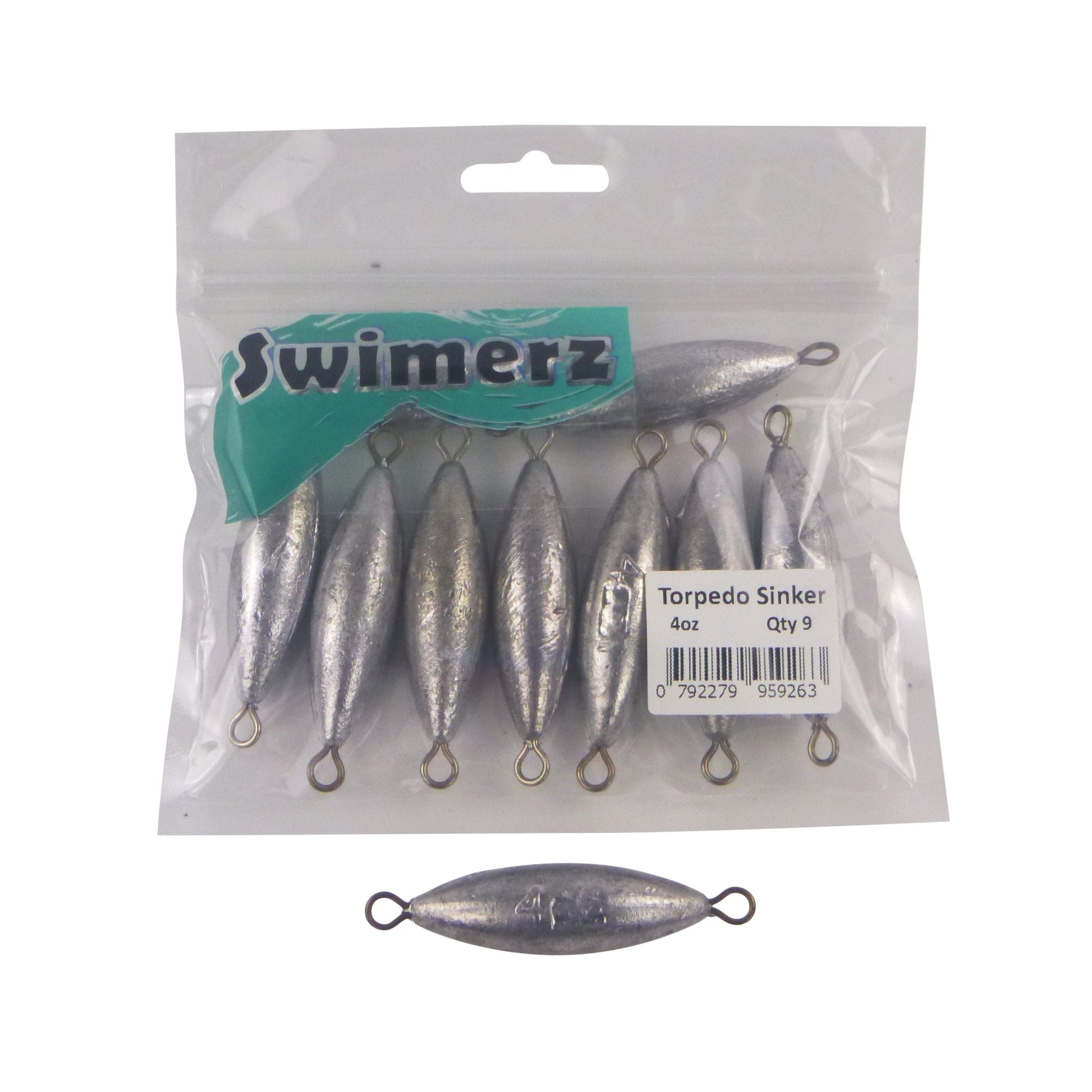Swimerz 4oz Torpedo Trolling Sinker, Lead 9 Pack - Image 2