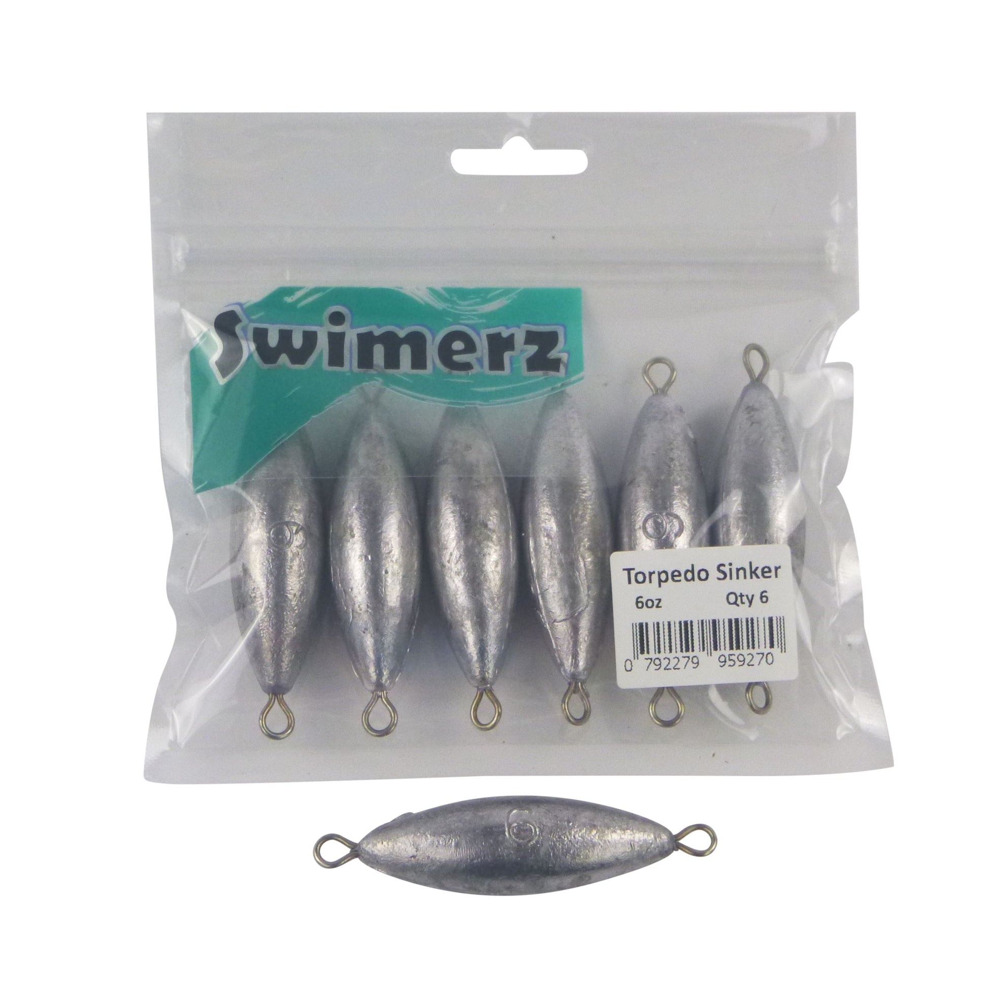 Swimerz 6oz Torpedo Trolling Sinker, Lead 6 Pack - Image 2