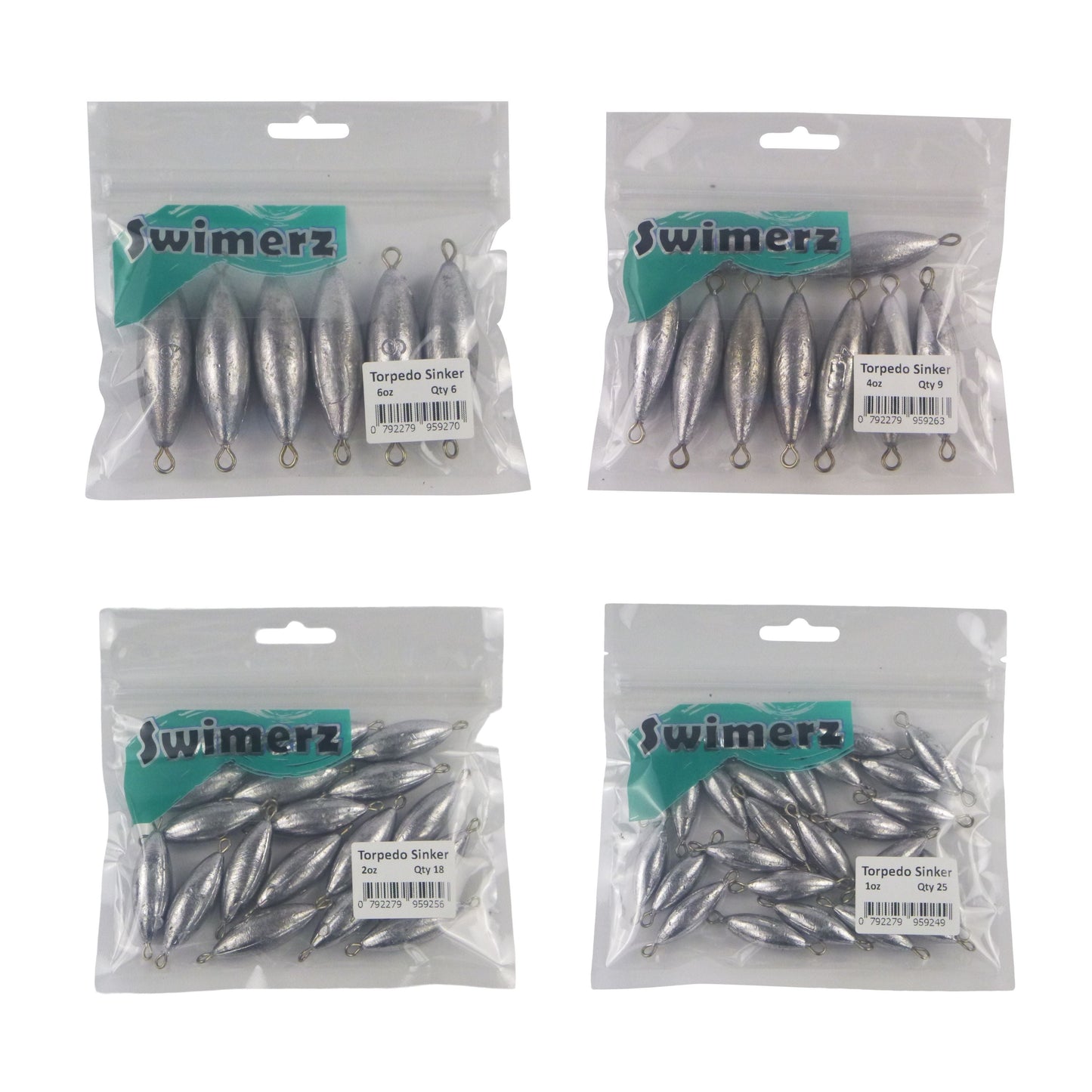 Swimerz Bulk Pack Torpedo Trolling Sinker, 4 sizes, Qty 58 - Image 2