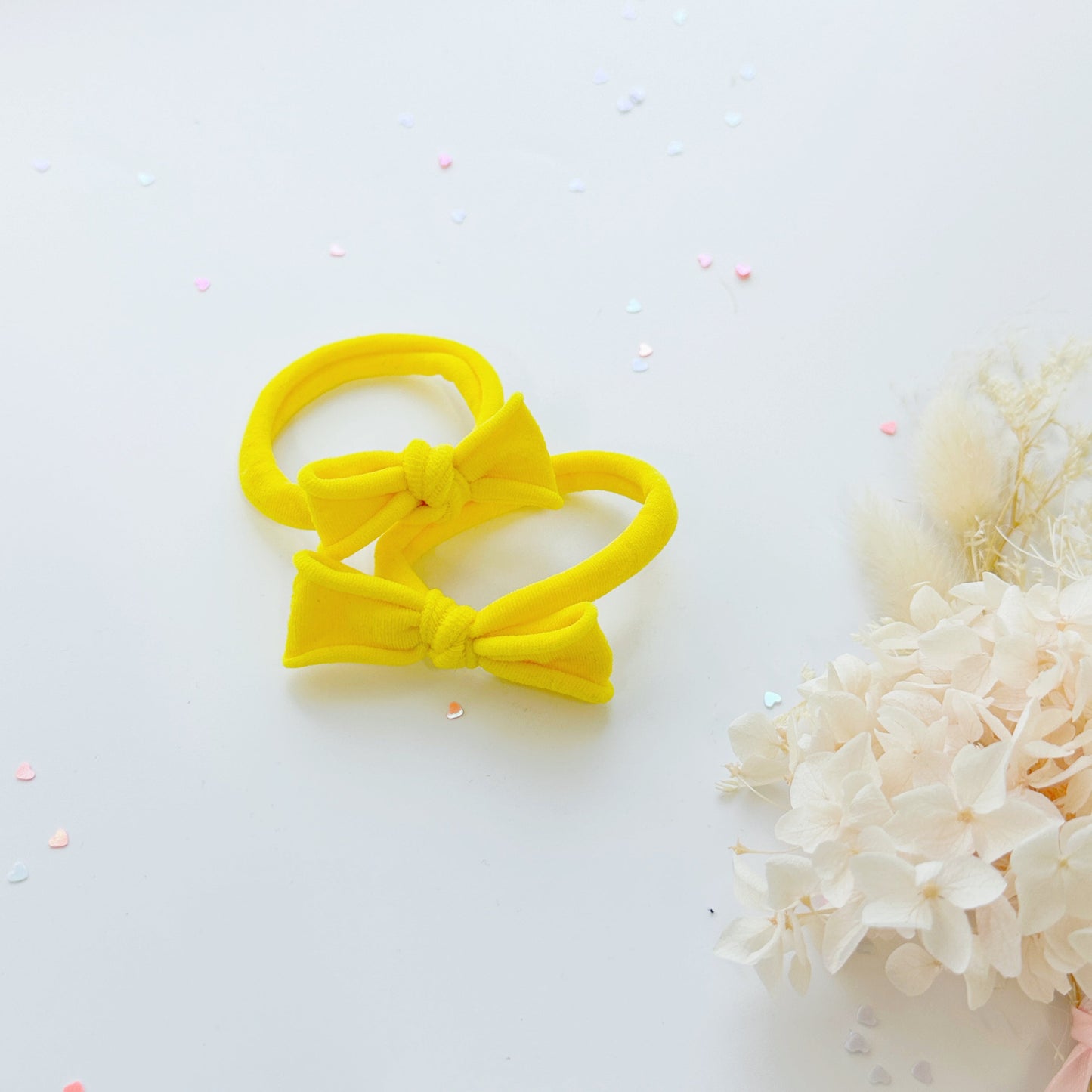 Handmade Simple Bow metal free hair ties -POP - 1 Pairs - Mint - Image 7