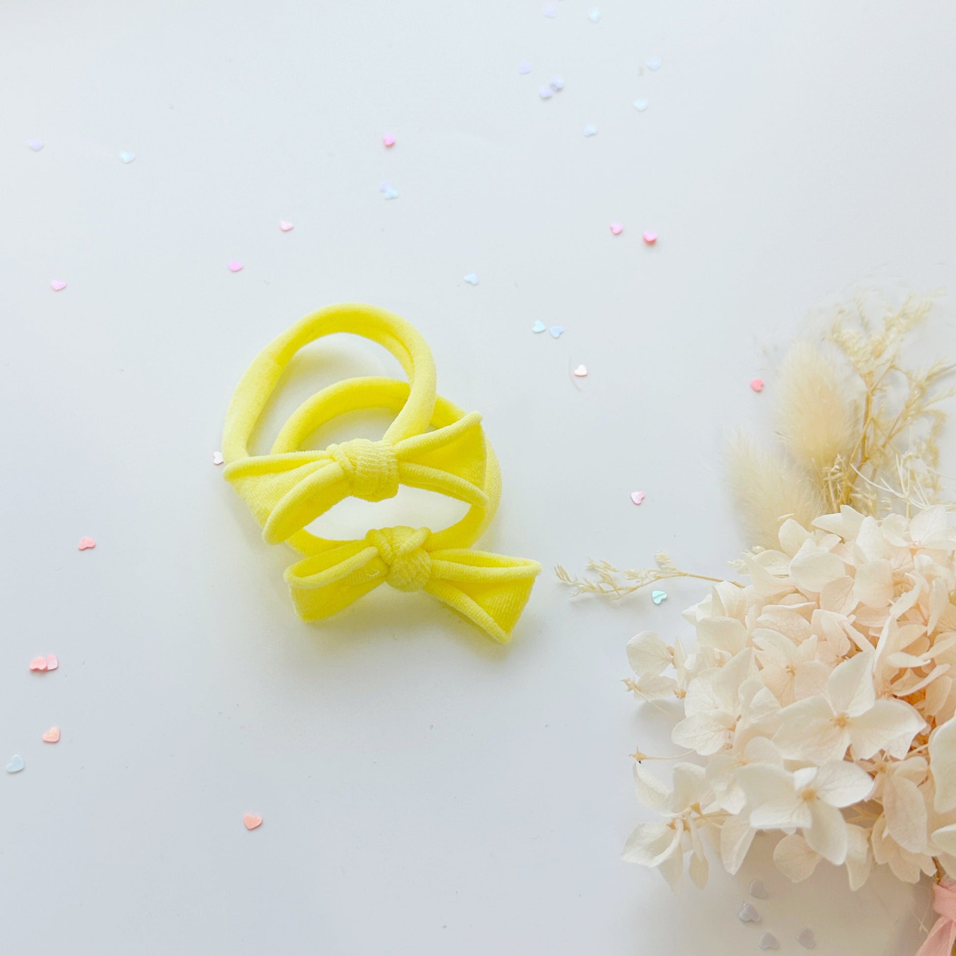 Handmade Simple Bow metal free hair ties - Candy - 1 Pairs - Pastel Pink - Image 3