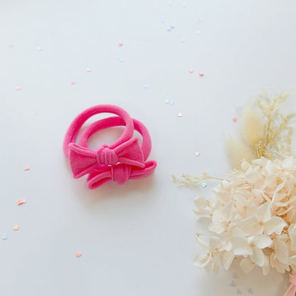 Handmade Simple Bow metal free hair ties - Candy - 1 Pairs - Pastel Yellow - Image 5