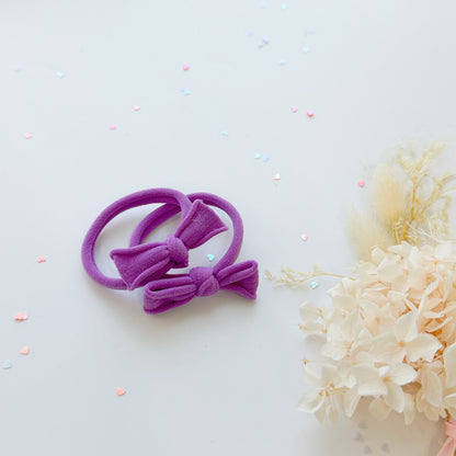 Handmade Simple Bow metal free hair ties - Candy - 1 Pairs - Pastel Yellow - Image 7