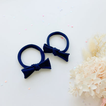 Handmade Simple Bow metal free hair ties - Violet - 1 Pairs - Royal Blue - Image 5