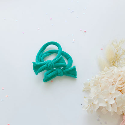 Handmade Simple Bow metal free hair ties -POP - 1 Pairs - Yellow - Image 5