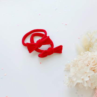 Handmade Simple Bow metal free hair ties -POP - 3 Pairs Pop Colour - Image 2