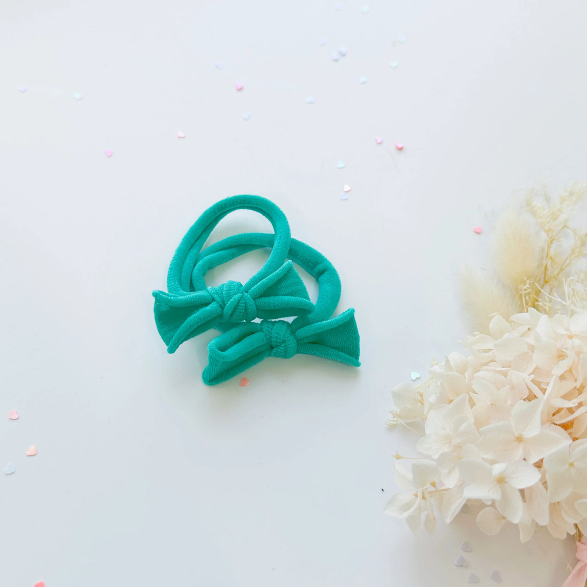 Handmade Simple Bow metal free hair ties -POP - 3 Pairs Pop Colour - Image 4