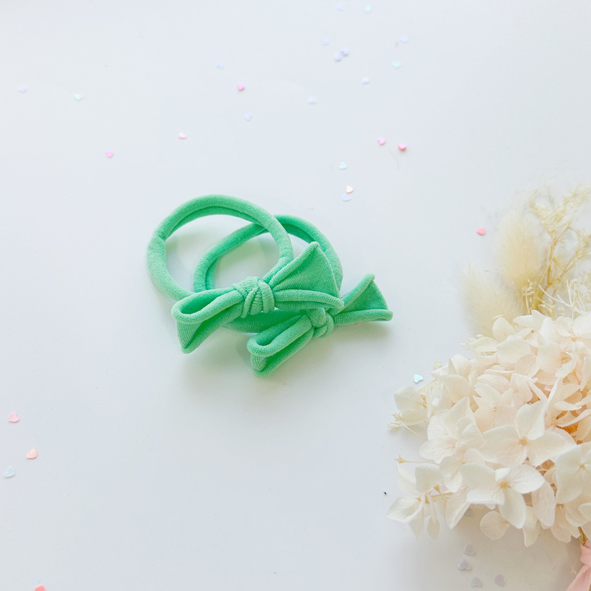 Handmade Simple Bow metal free hair ties -Sky - 3 Pairs Sky - Image 4