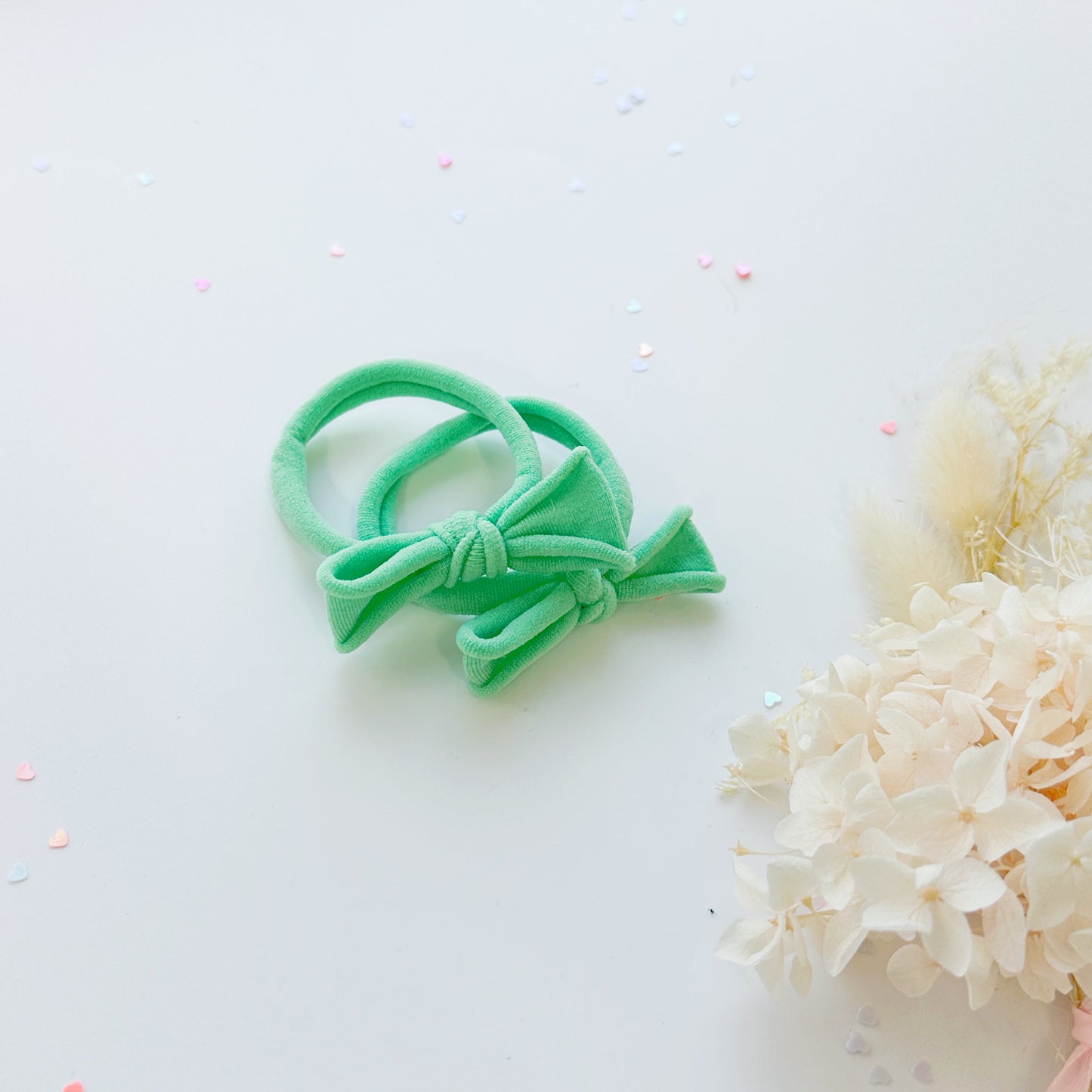 Handmade Simple Bow metal free hair ties -Sky - 3 Pairs Sky - Image 5