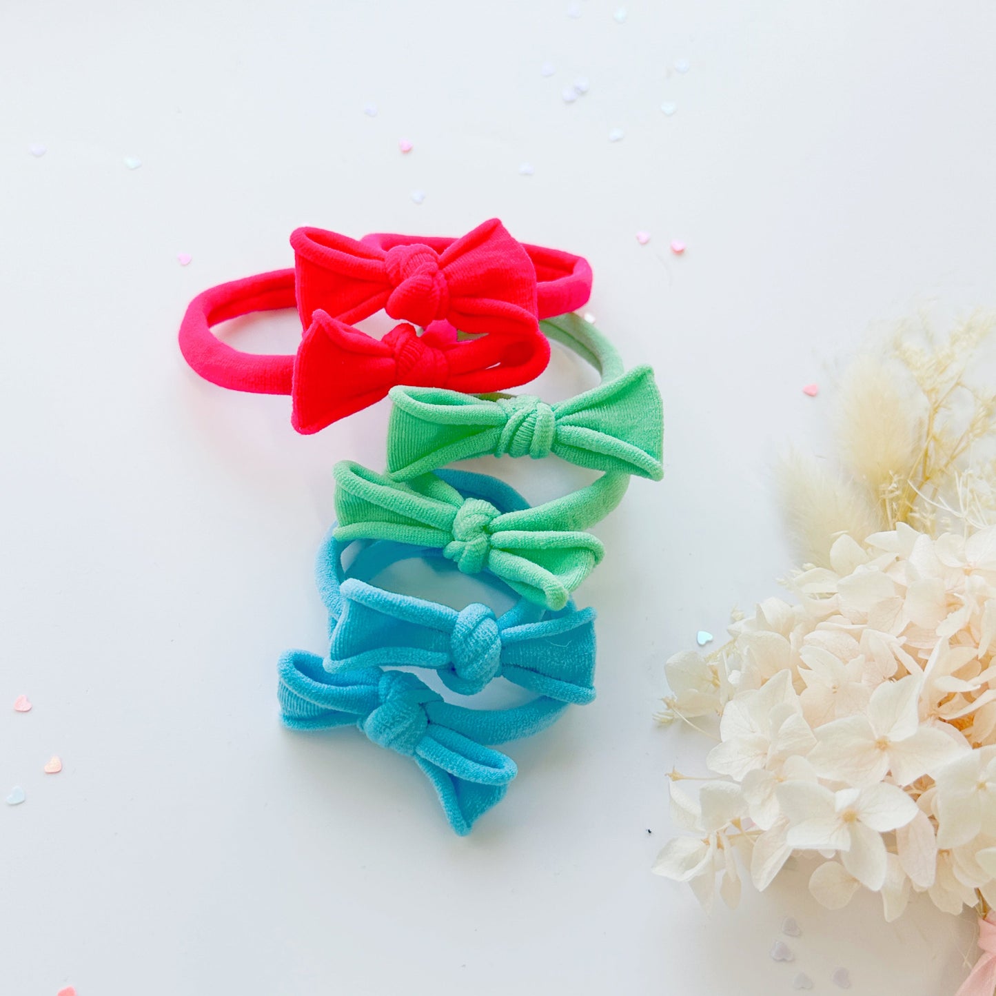 Handmade Simple Bow metal free hair ties -Sky - 3 Pairs Sky - Image 8