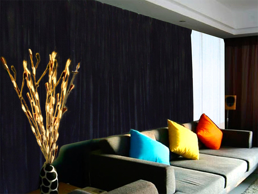 Long Large Velvet Curtains Black PINCH PLEAT 590x270cm + 30 Hooks Polyeste New