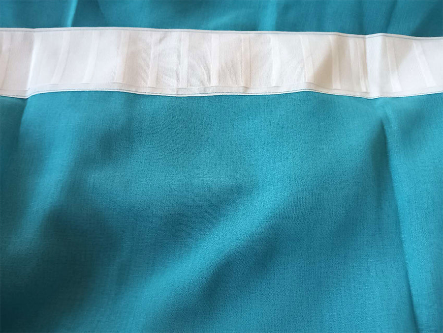 2 Long drop Sheer Voile Curtains 590cm x 270cm Drop+Hooks Pinch Pleat Lake Blue - Image 5