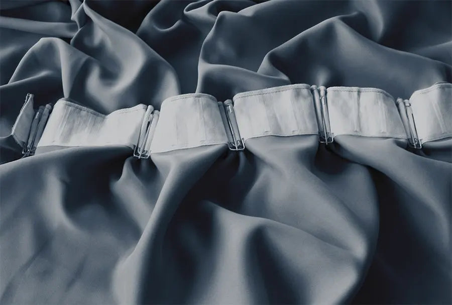 Blockout Curtains 540x230cm PINCH PLEAT+ Hooks High Level Fabric Grey Blue - Image 6