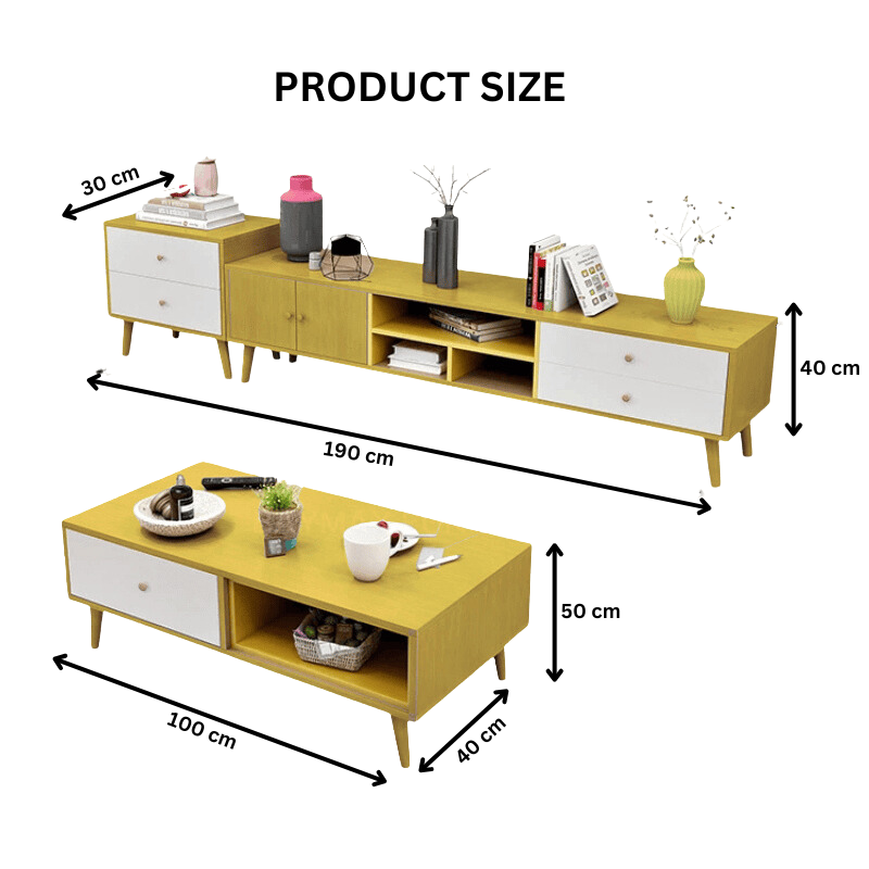 NNECN Modern TV Stand Side table & Coffee Table package for Living Room - Image 5