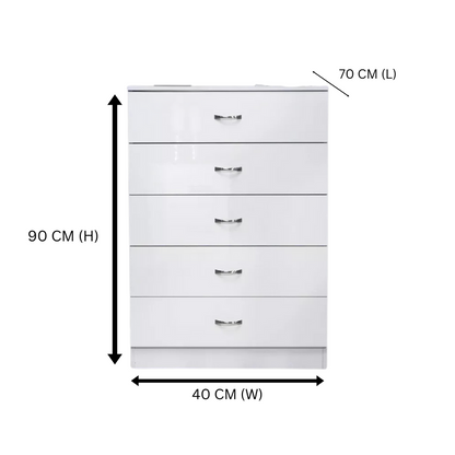 NNECN 5 Layer White Drawer Chest Storage with Bedside Table - Image 7