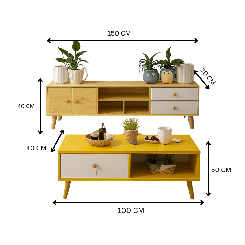 NNECN Modern Living Room TV Stand Table Set - Image 5