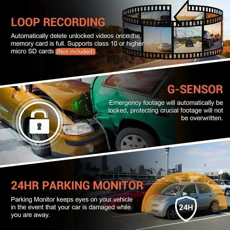 1080P WiFi Dual Lens Dash Cam Front Rear Car DVR - Image 5