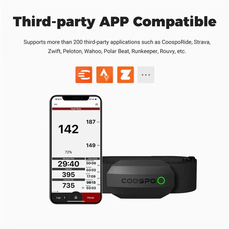 Dual Mode Heart Rate Sensor  ANT+ And Bluetooth Chest Strap Black - Image 4