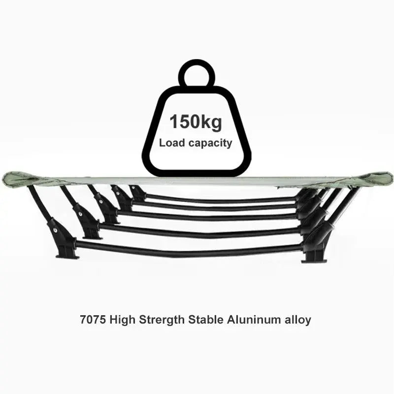 Portable Camping Cot Compact Folding Bed Green - Image 3