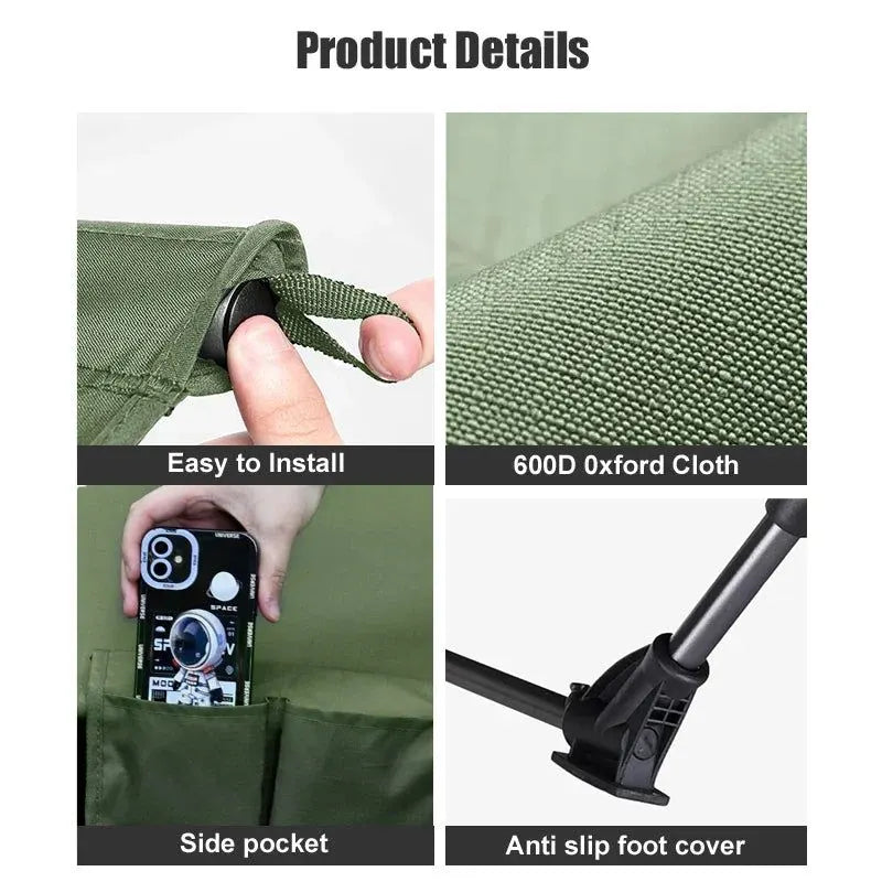 Portable Camping Cot Compact Folding Bed Green - Image 4
