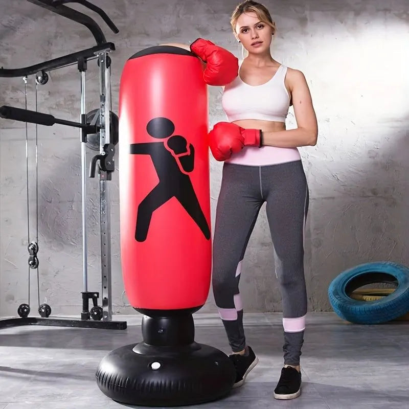 1Pc Inflatable Fitness Boxing Bag Stand - Durable Martial Arts Training Aid(Red) - Image 2