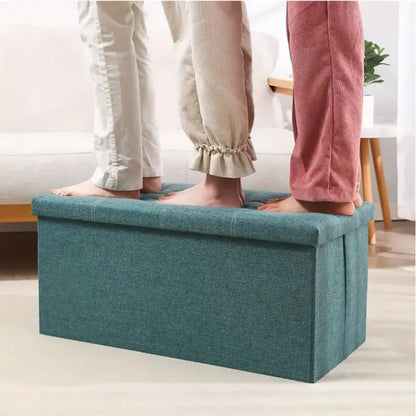 Linen Foldable Storage Stool Chair Box - Image 2