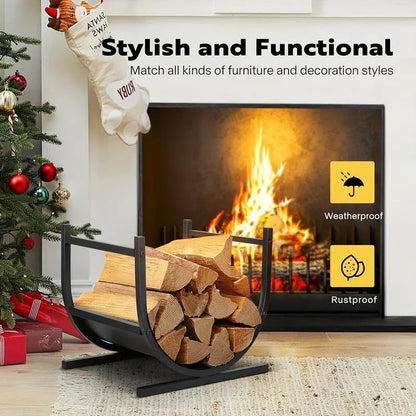 U-Shaped Metal Firewood Rack Stand - Image 2